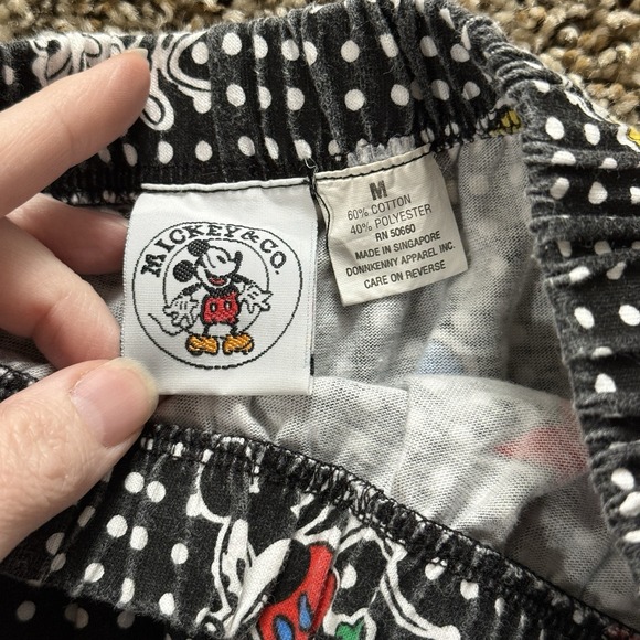 Mickey & Co Vintage Pajama Set Medium Allover Graphic Stars Polka Dot 90s Disney - Picture 10 of 14